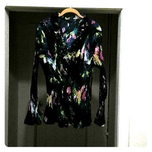 East 5th black floral ruffle blouse